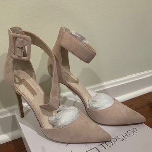 Topshop Grace Ankle Strap Pump, Nude 8.5